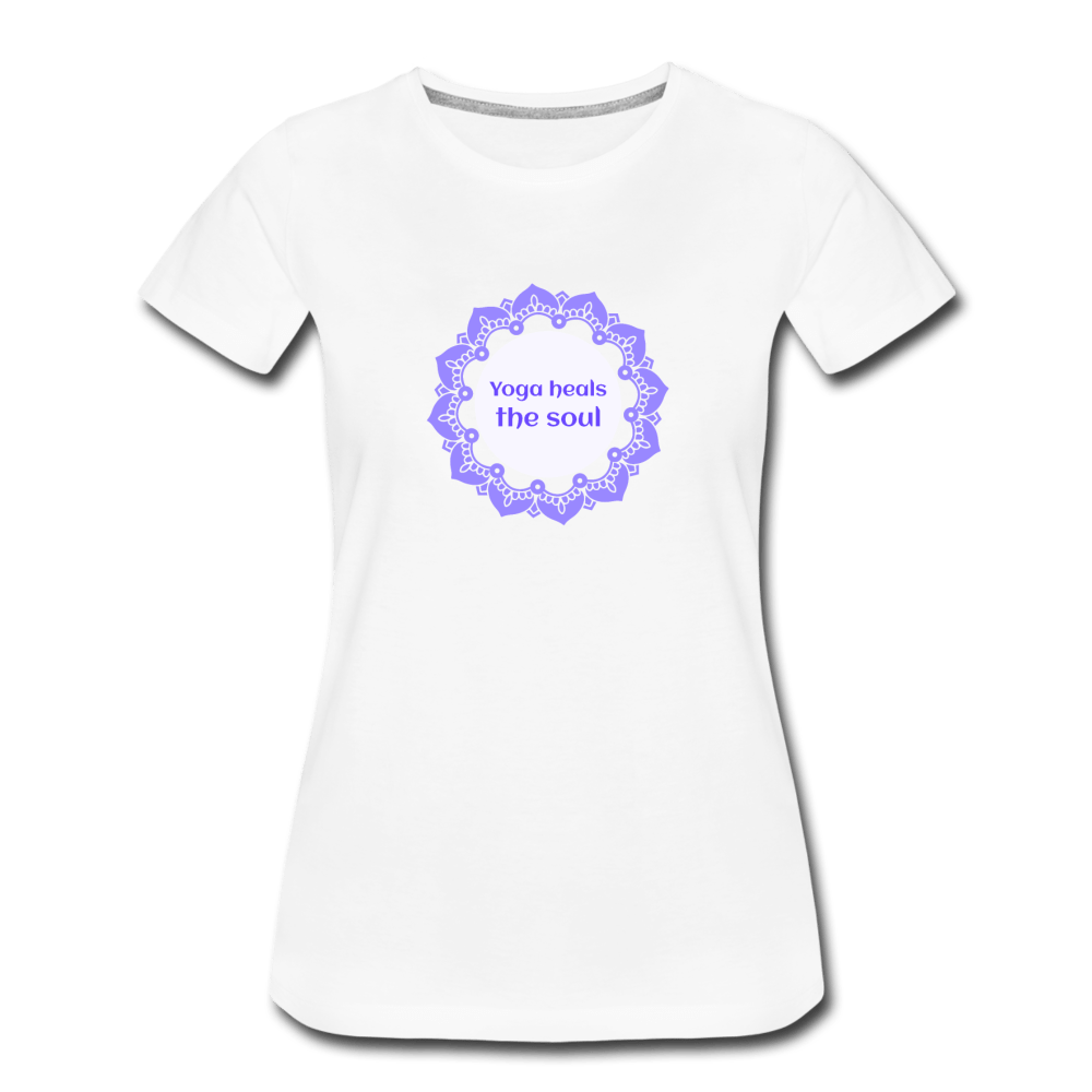 Yoga Heals Women’s Premium T-Shirt - Fitted Clothing Company