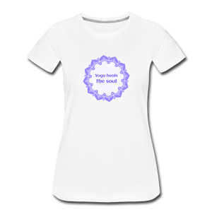 Yoga Heals Women’s Premium T-Shirt - Fitted Clothing Company