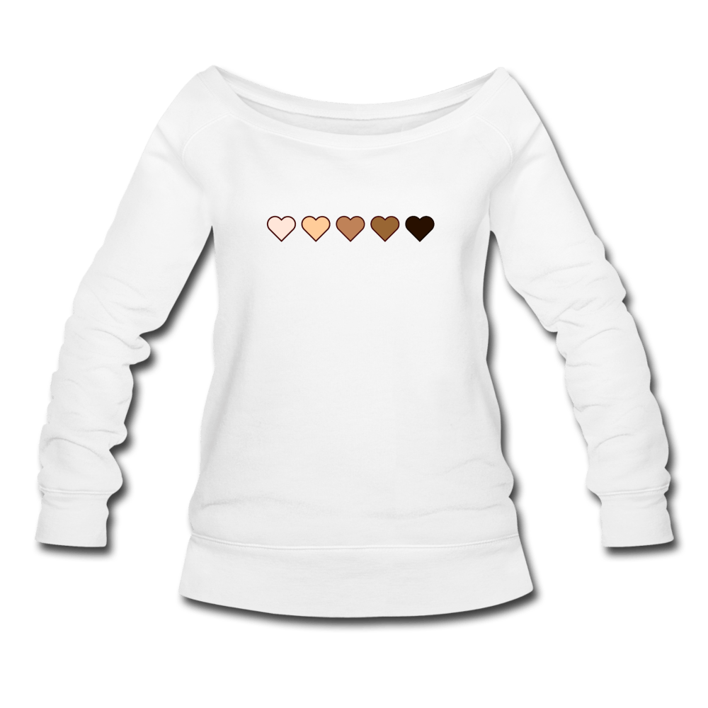 U Hearts Women's Wideneck Sweatshirt - white