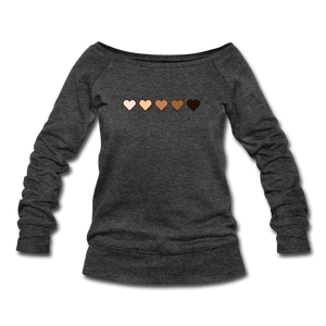 U Hearts Women's Wideneck Sweatshirt - heather black
