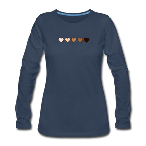 U Hearts Women's Premium Long Sleeve T-Shirt - navy