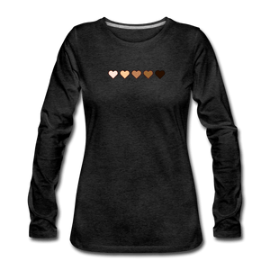 U Hearts Women's Premium Long Sleeve T-Shirt - charcoal gray