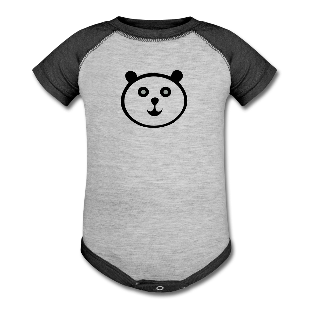 Baseball Baby Panda Onesie - heather gray/charcoal