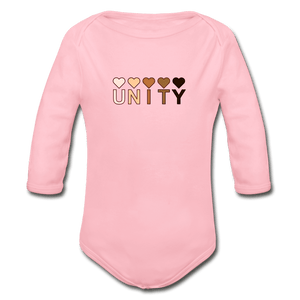 Unity Hearts Organic Long Sleeve Baby Onesie - light pink