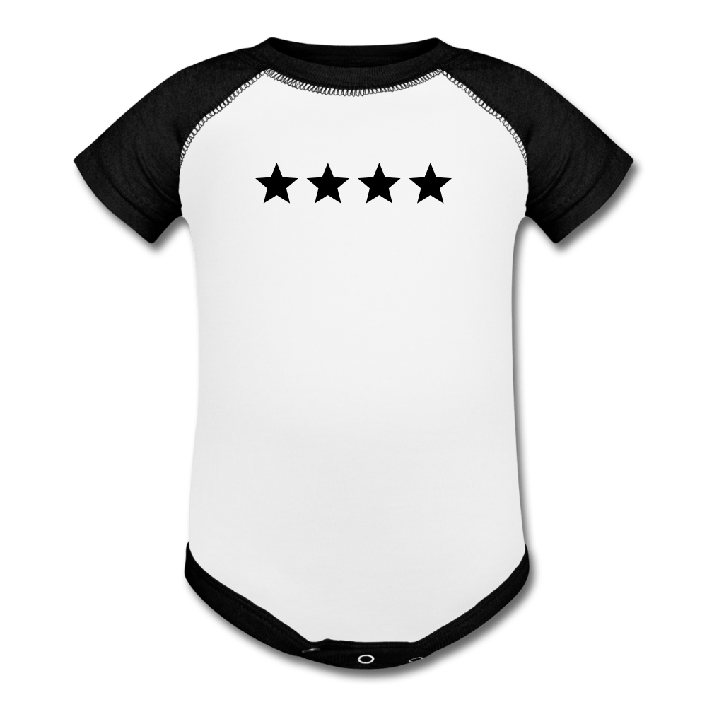 Star Baseball Baby Onesie - white/black