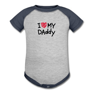 I Love My Daddy Baseball Baby Onesie - heather gray/navy