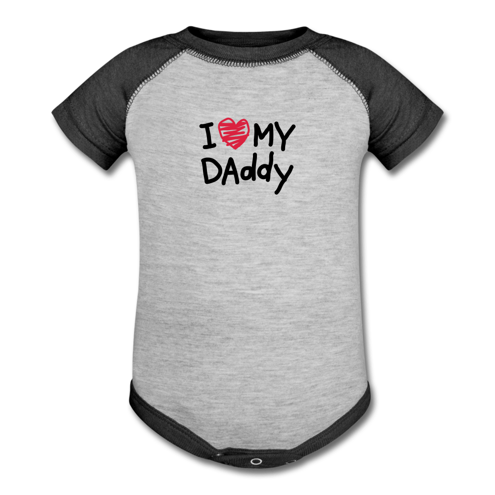 I Love My Daddy Baseball Baby Onesie - heather gray/charcoal