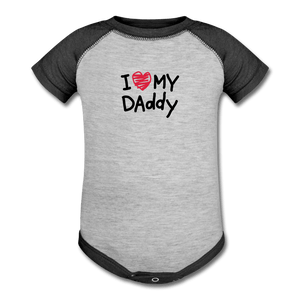 I Love My Daddy Baseball Baby Onesie - heather gray/charcoal