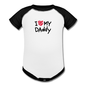 I Love My Daddy Baseball Baby Onesie - white/black