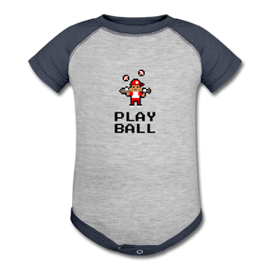 Play Ball Baseball Baby Onesie - heather gray/navy