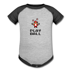 Play Ball Baseball Baby Onesie - heather gray/charcoal