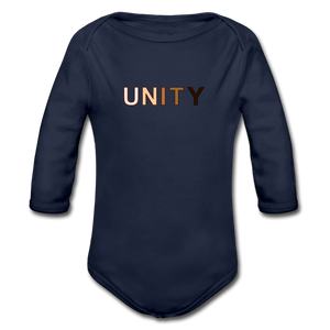 Unity Organic Long Sleeve Baby Onesie - dark navy
