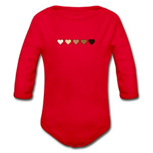 U Hearts Organic Long Sleeve Baby Bodysuit - red