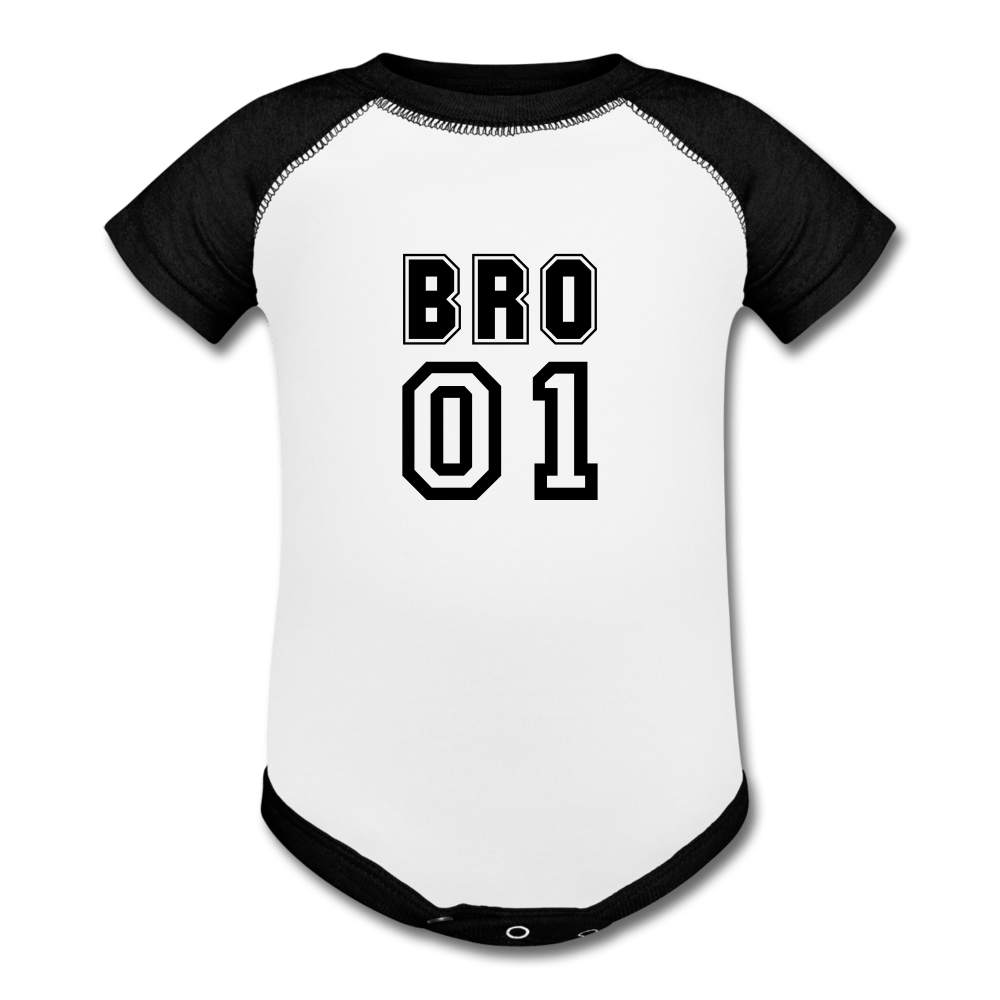 Bro 01 Baseball Baby Onesie - white/black