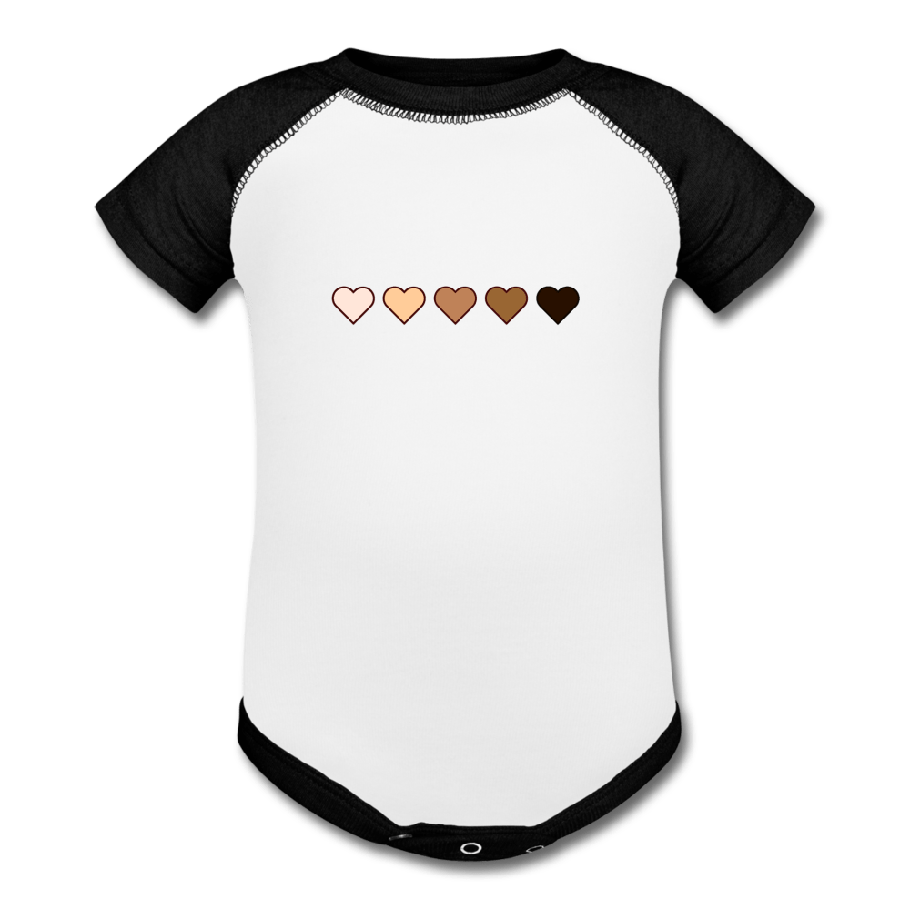 U Hearts Baseball Baby Bodysuit - white/black