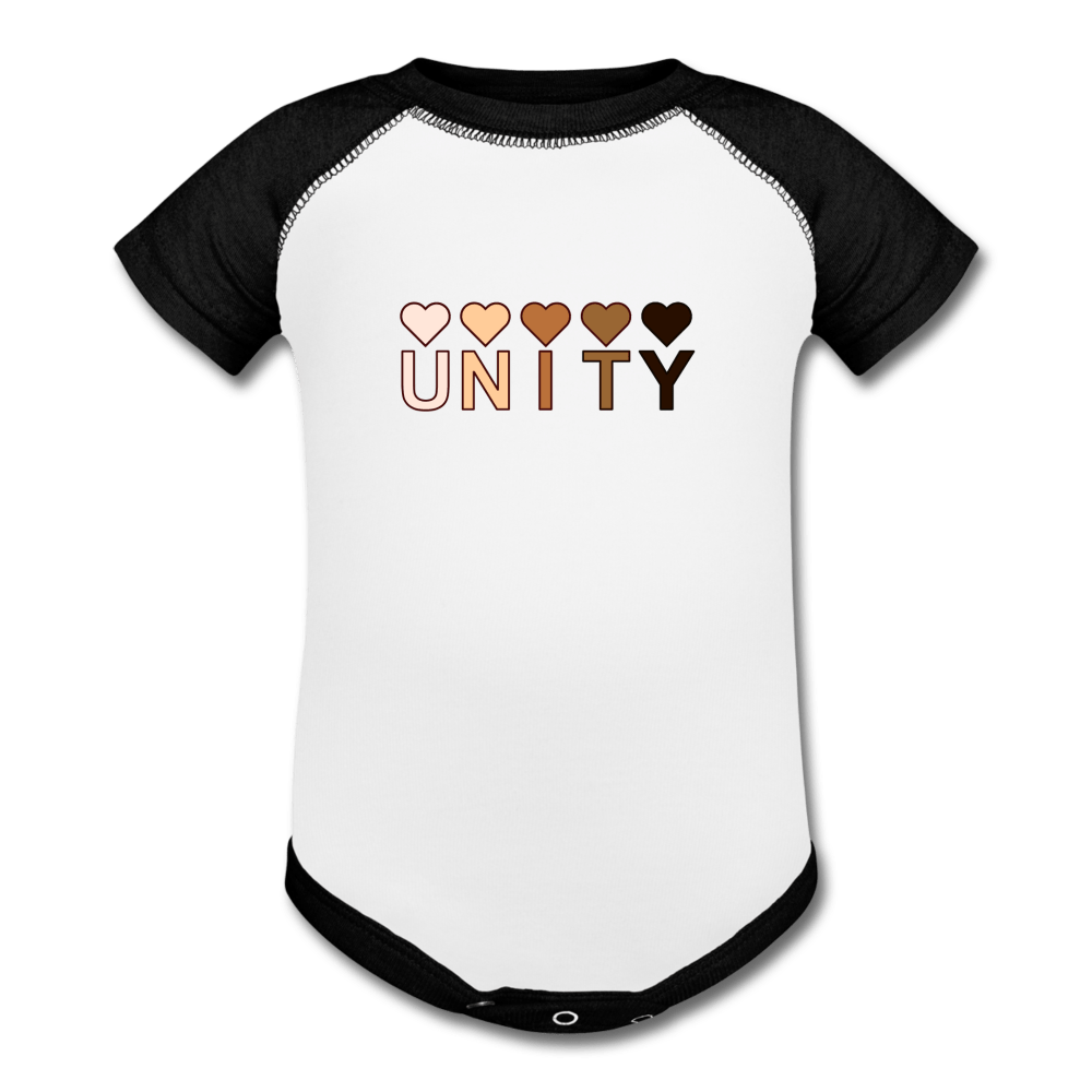 Unity Hearts Baseball Baby Bodysuit - white/black