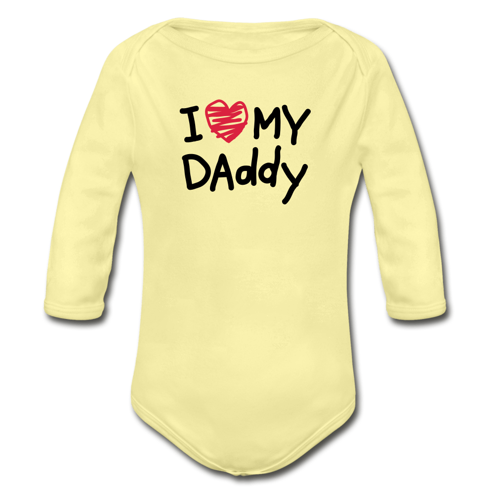 I Love My Daddy Organic Long Sleeve Baby Onesie - sky