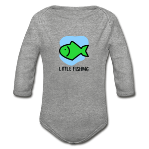 Little Fishing Organic Long Sleeve Baby Onesie - heather gray