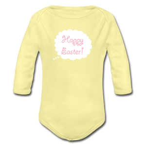 Easter Organic Long Sleeve Baby Onesie - washed yellow
