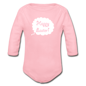 Easter Organic Long Sleeve Baby Onesie - light pink