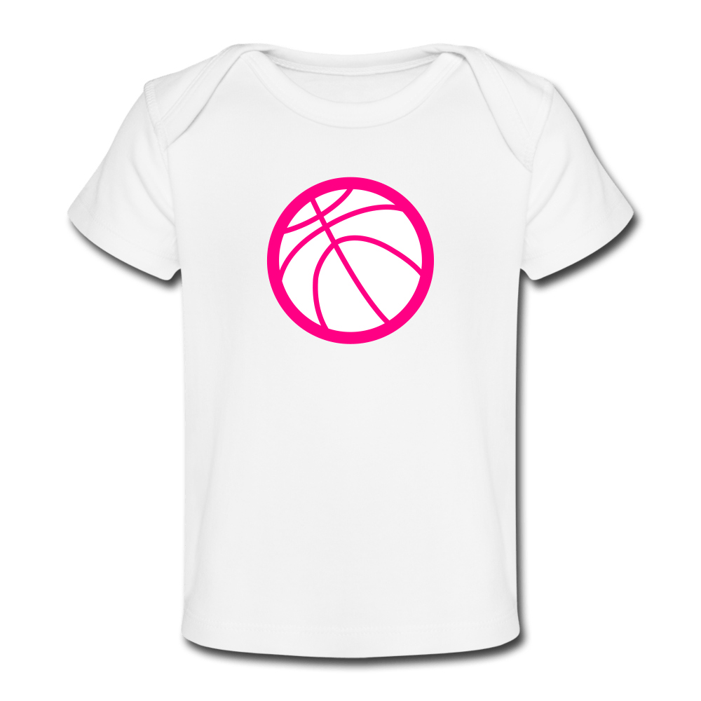 Girls Basketball Organic Baby T-Shirt - white
