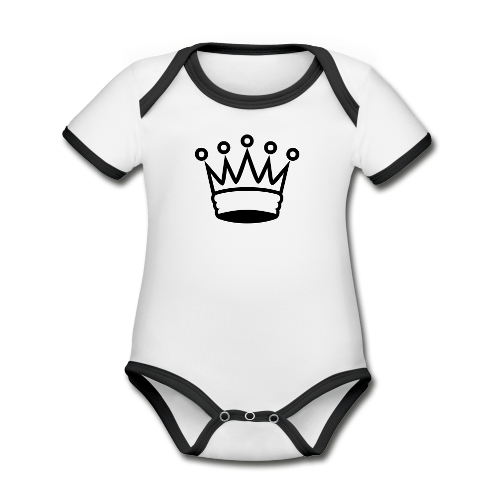 Crown Organic Contrast Short Sleeve Baby Onesie - white/black