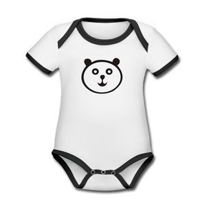 Panda Organic Contrast Short Sleeve Baby Onesie - white/black