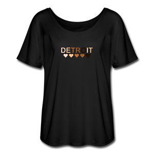 Detroit Hearts Women’s Flowy T-Shirt - black