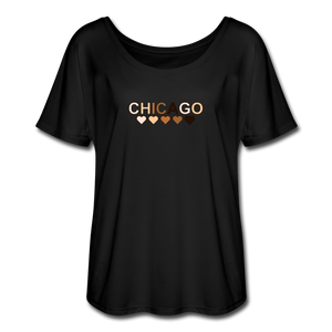 Chicago Hearts Women’s Flowy T-Shirt - black