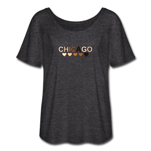Chicago Hearts Women’s Flowy T-Shirt - charcoal gray
