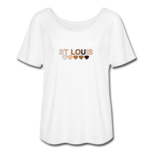 St Louis Hearts Women’s Flowy T-Shirt - white