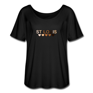 St Louis Hearts Women’s Flowy T-Shirt - black