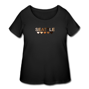 Seattle Hearts Women’s Curvy T-Shirt - black