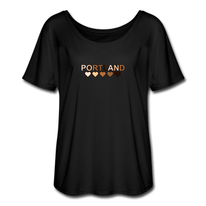 Portland Hearts Women’s Flowy T-Shirt - black