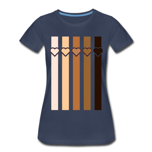 U Hearts Stripes Women’s Premium T-Shirt - navy