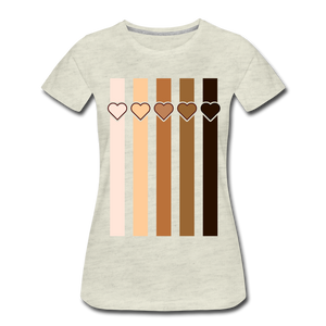 U Hearts Stripes Women’s Premium T-Shirt - heather oatmeal