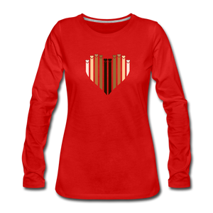 U Hearts Heart Women's Premium Slim Fit Long Sleeve T-Shirt - red