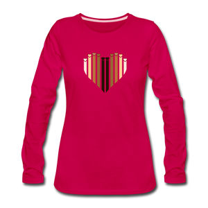 U Hearts Heart Women's Premium Slim Fit Long Sleeve T-Shirt - dark pink